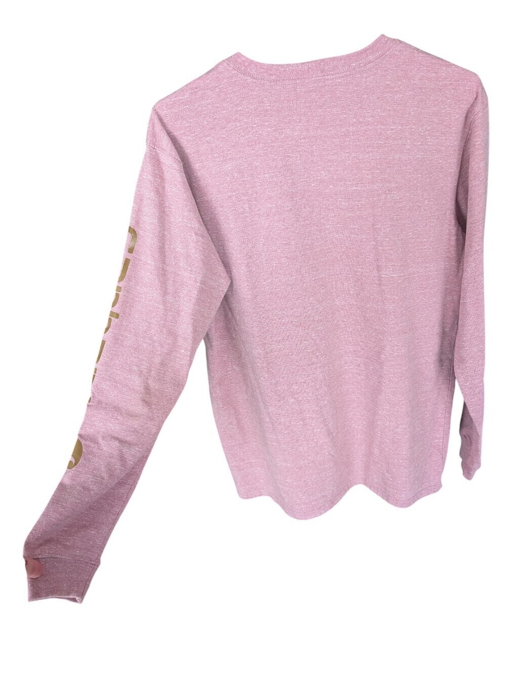 Carhartt Pink Long Sleeve Graphic Tee with Gold Sleeve Logo - Picture 2 of 4